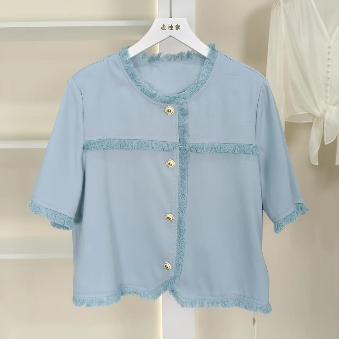 麦迪尚品  40503242 复古无领上衣小衫夏季女装专柜撤柜正品