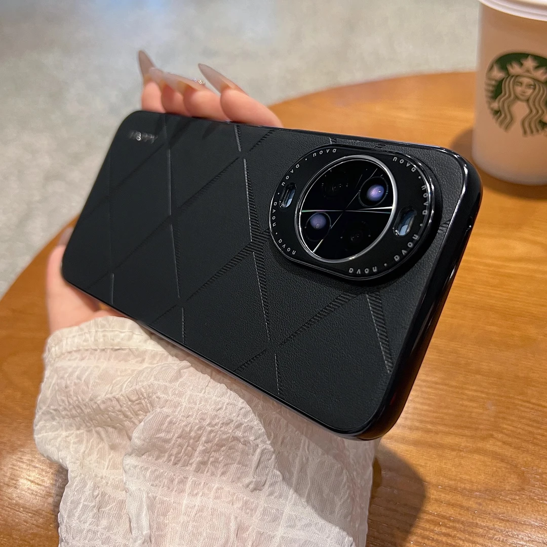 适用华为nova14手机壳新款nova14pro高档素皮保护套ultra硬壳潮牌