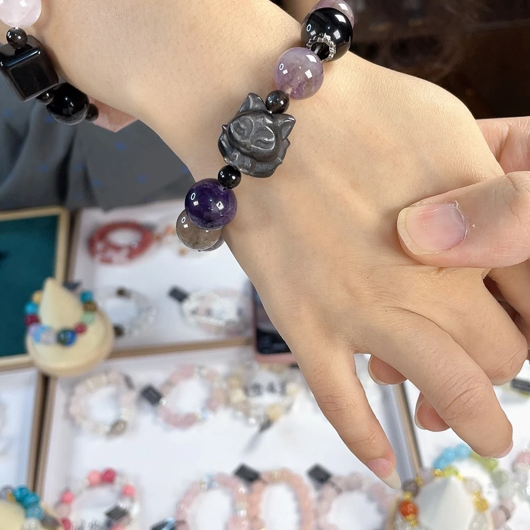 水晶手链银S925镀金镶嵌