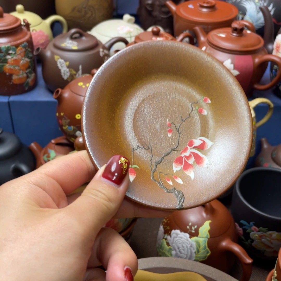 红泥茶杯紫砂主人杯10cm
