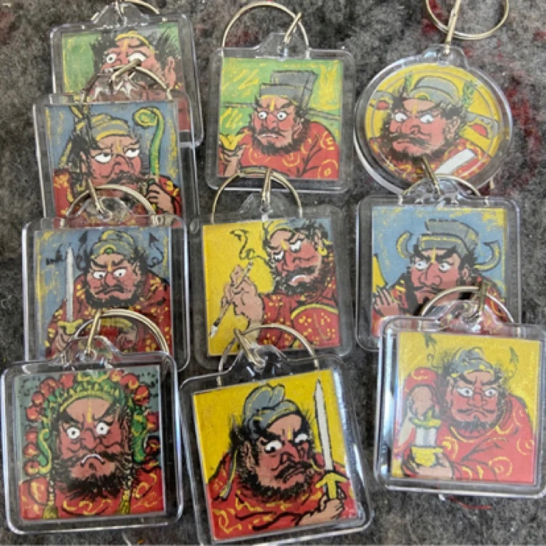 [魁爷]纯手绘钟馗背包扣小年画