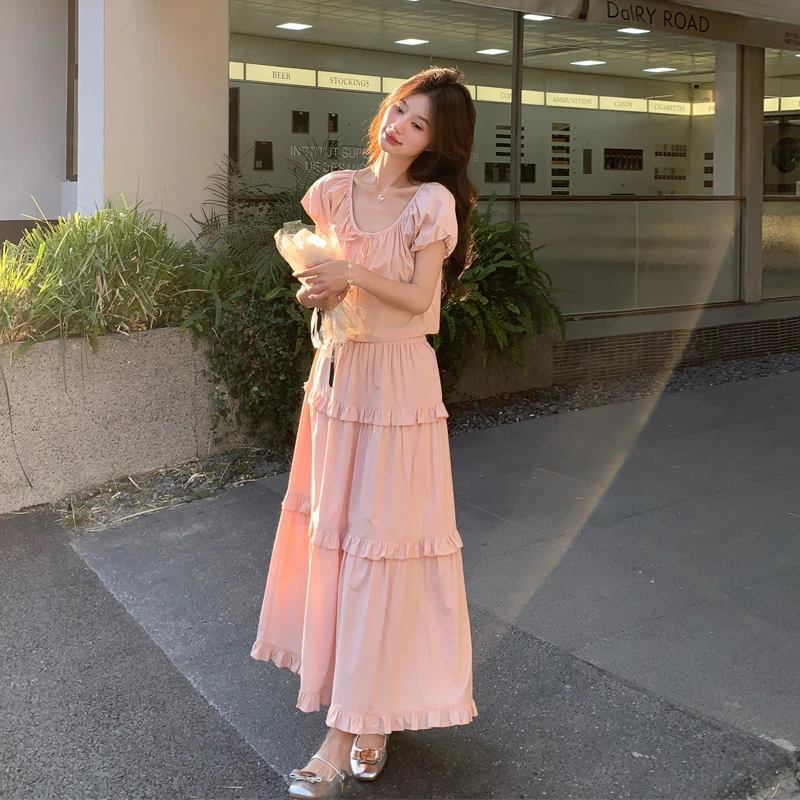 法式复古浪漫风套装裙女2025夏季新款小清新温柔风氛围感初恋裙潮