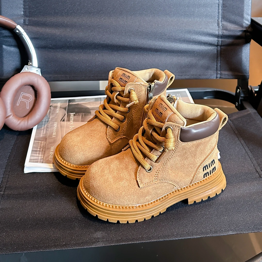 现货3290儿童不加绒短靴女童马丁靴2024年秋冬季男女童单靴