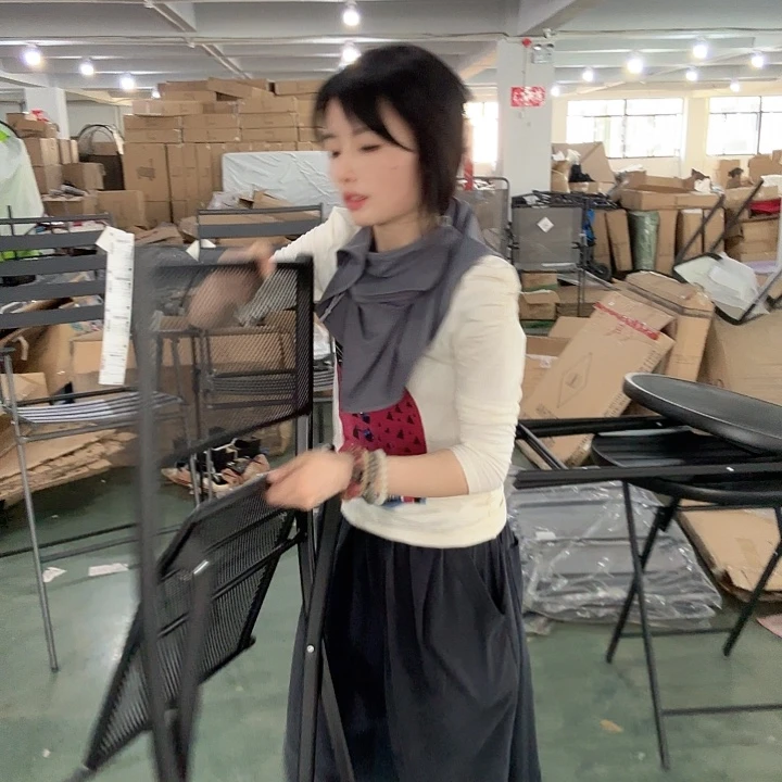 棉黑色网格折叠户外椅瑕疵
