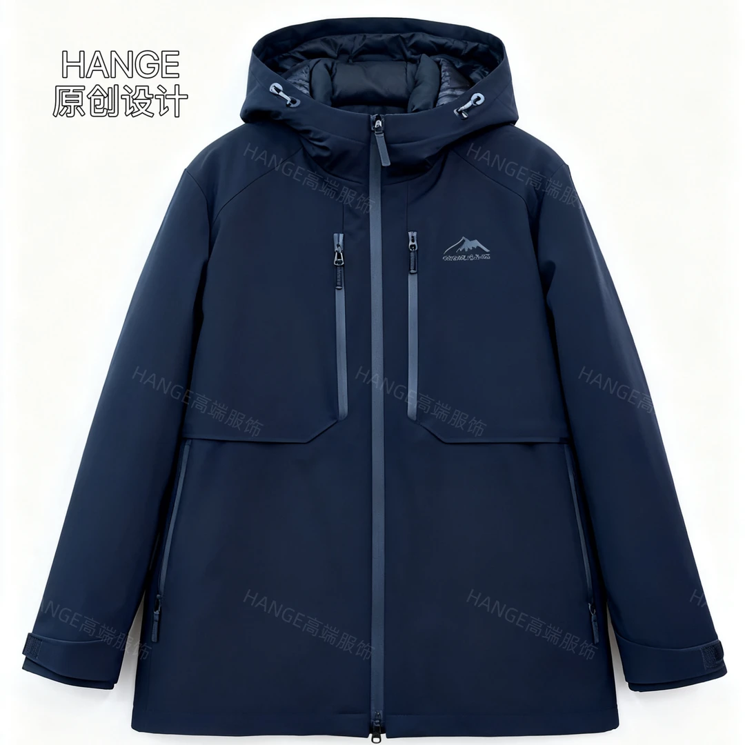 《HANGE》33921男士休闲户外冲锋极寒服保暖外套（羽绒兔毛袖）