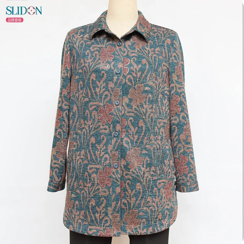 雪丽丹中老年女装时尚休闲百搭女士春秋季妈妈装衬衫