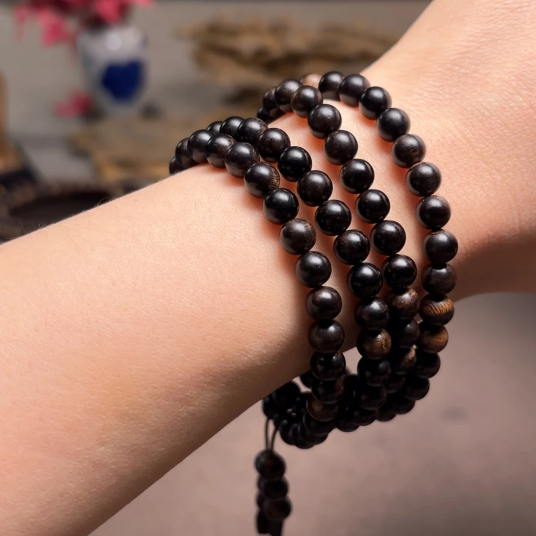 沉香手串越南芽庄白棋楠瘤疤0.6×108