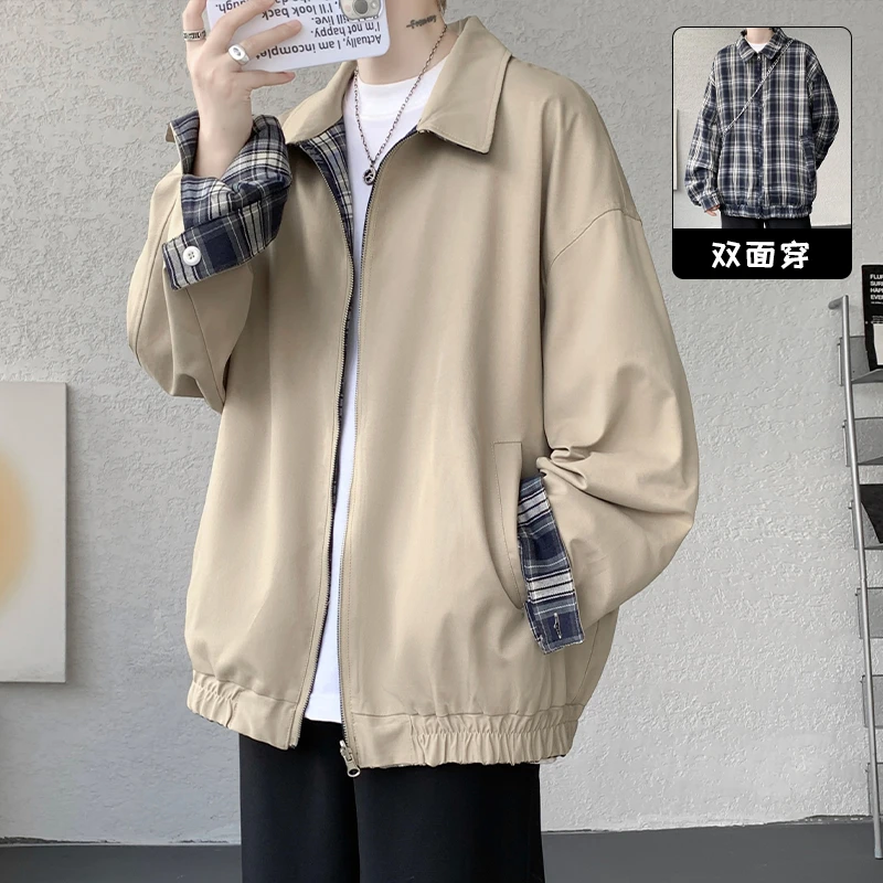仓石一树美式复古休闲夹克男生秋季双面穿设计感外套宽松痞帅上衣