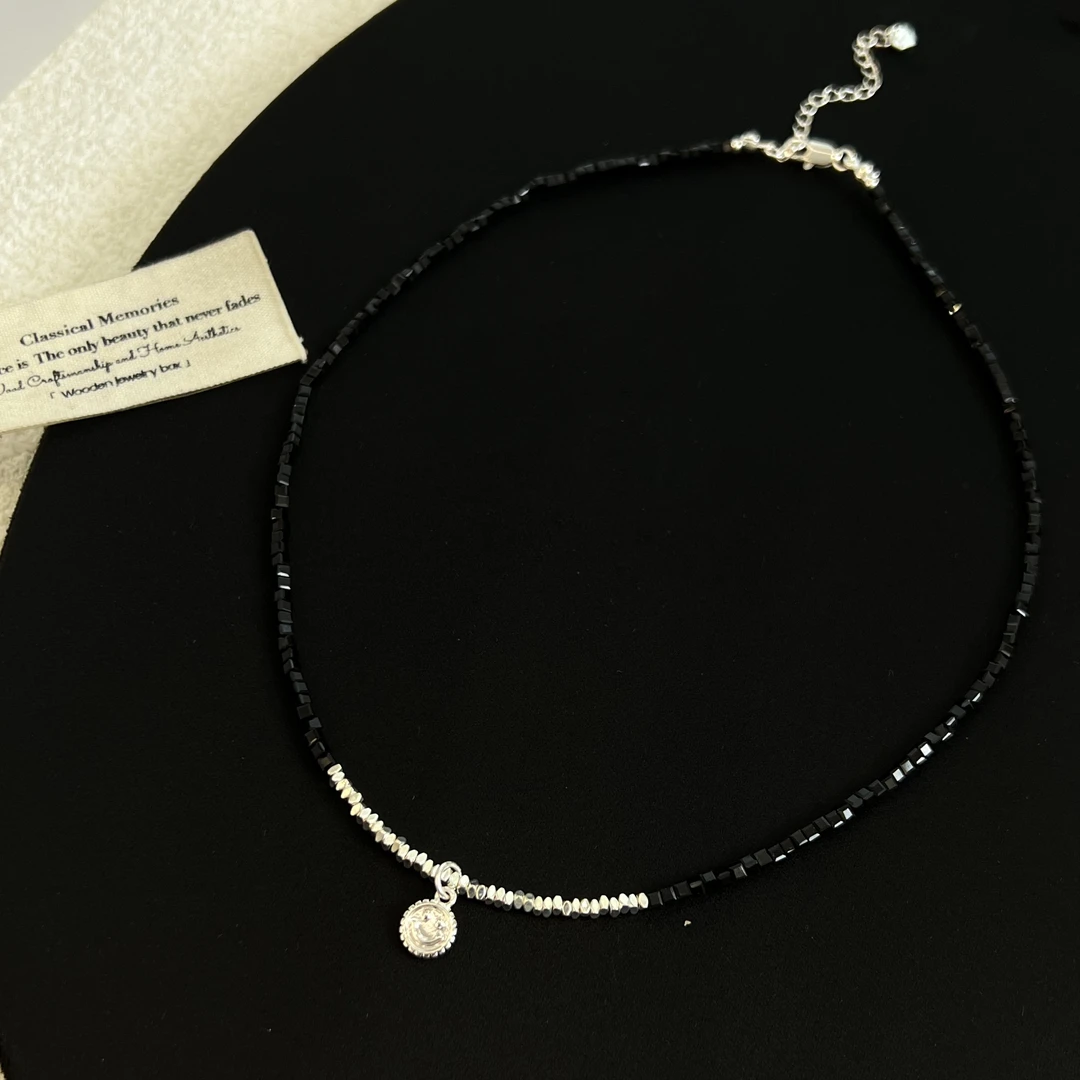 铜合金仿水晶项链 915经典时尚款fever同款黑尖晶颈链