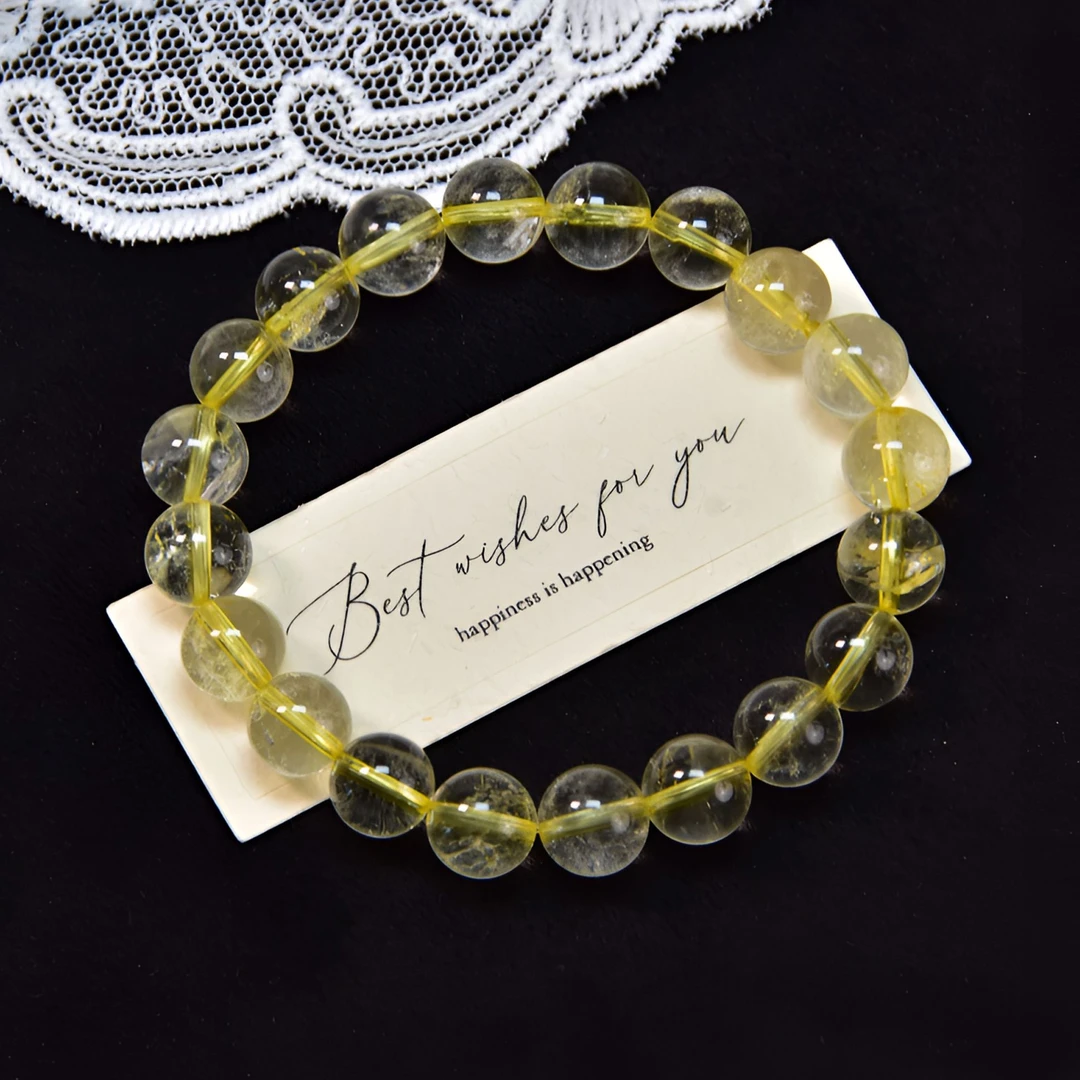 天然水晶黄水柠檬黄水晶手串【170】