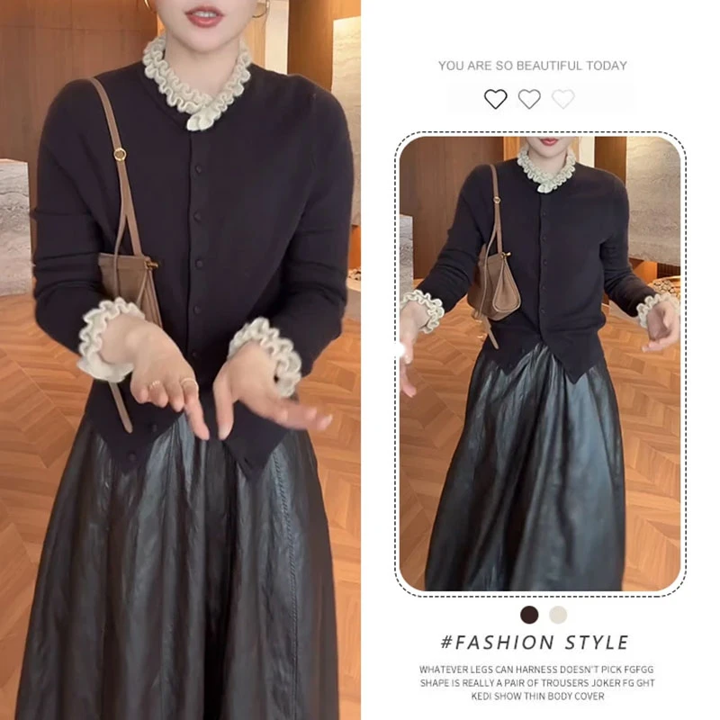 韩系撞色高级感针织开衫女秋季2025新款温柔气质显瘦百搭打底上衣