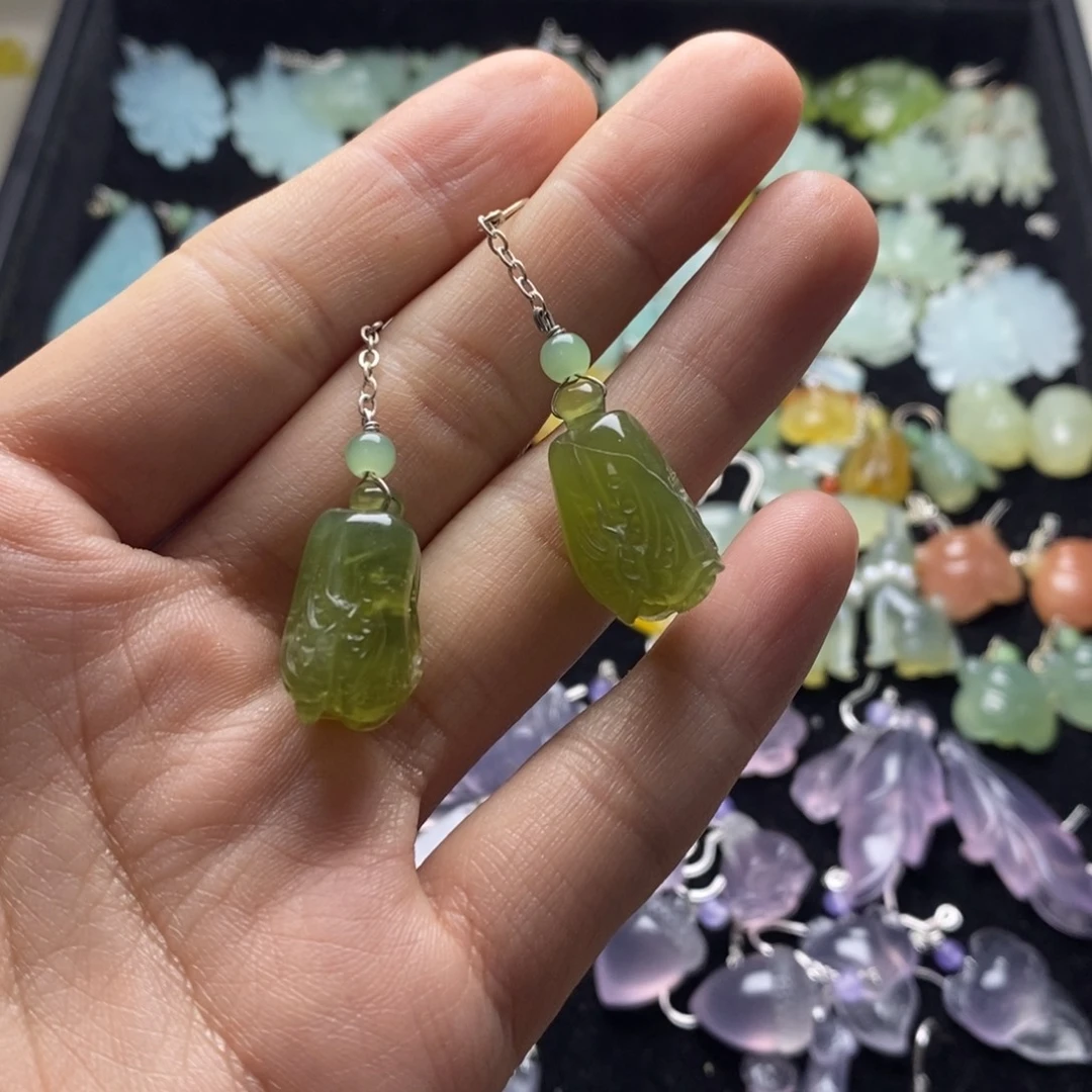 蛇纹石玉合金耳饰/颈饰