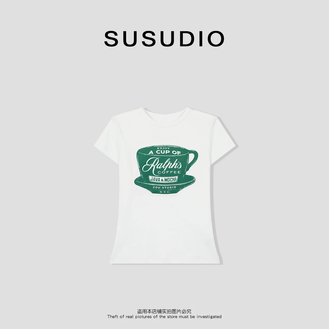 SUSUDIO 设计款百搭韩系字母印花短袖T恤10071