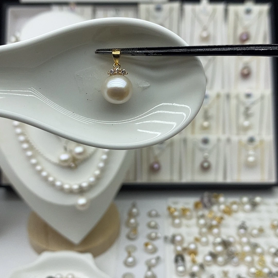 吊坠(不含链)银S925镶嵌淡水珍珠