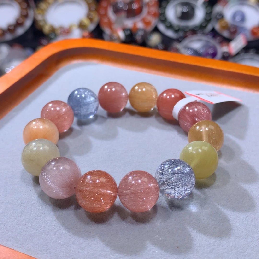 未镶嵌手链水晶彩兔毛手链13mm