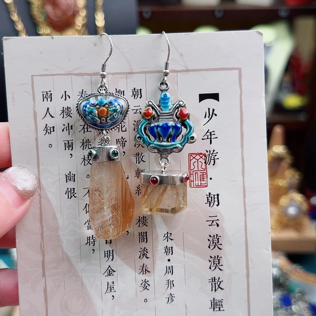 银S925镶嵌耳环水晶耳环