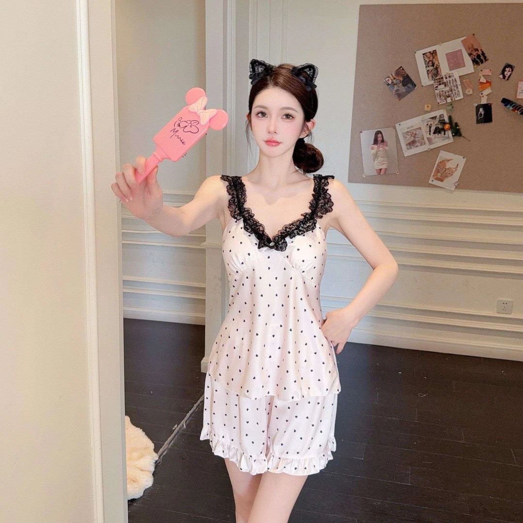 短裤夏季透气舒适睡衣家居服套装家居服蕾丝大码网红