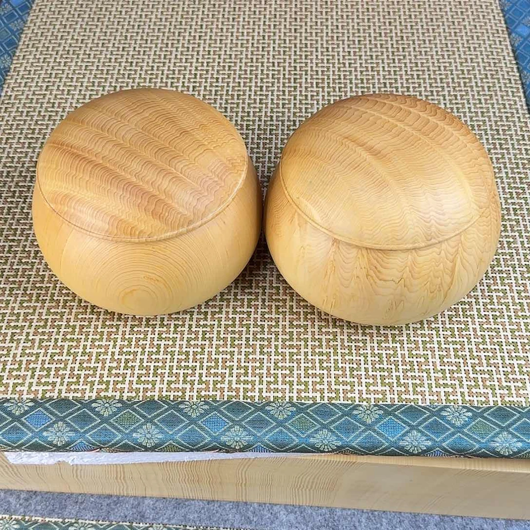 木质香榧实木独木棋罐一对