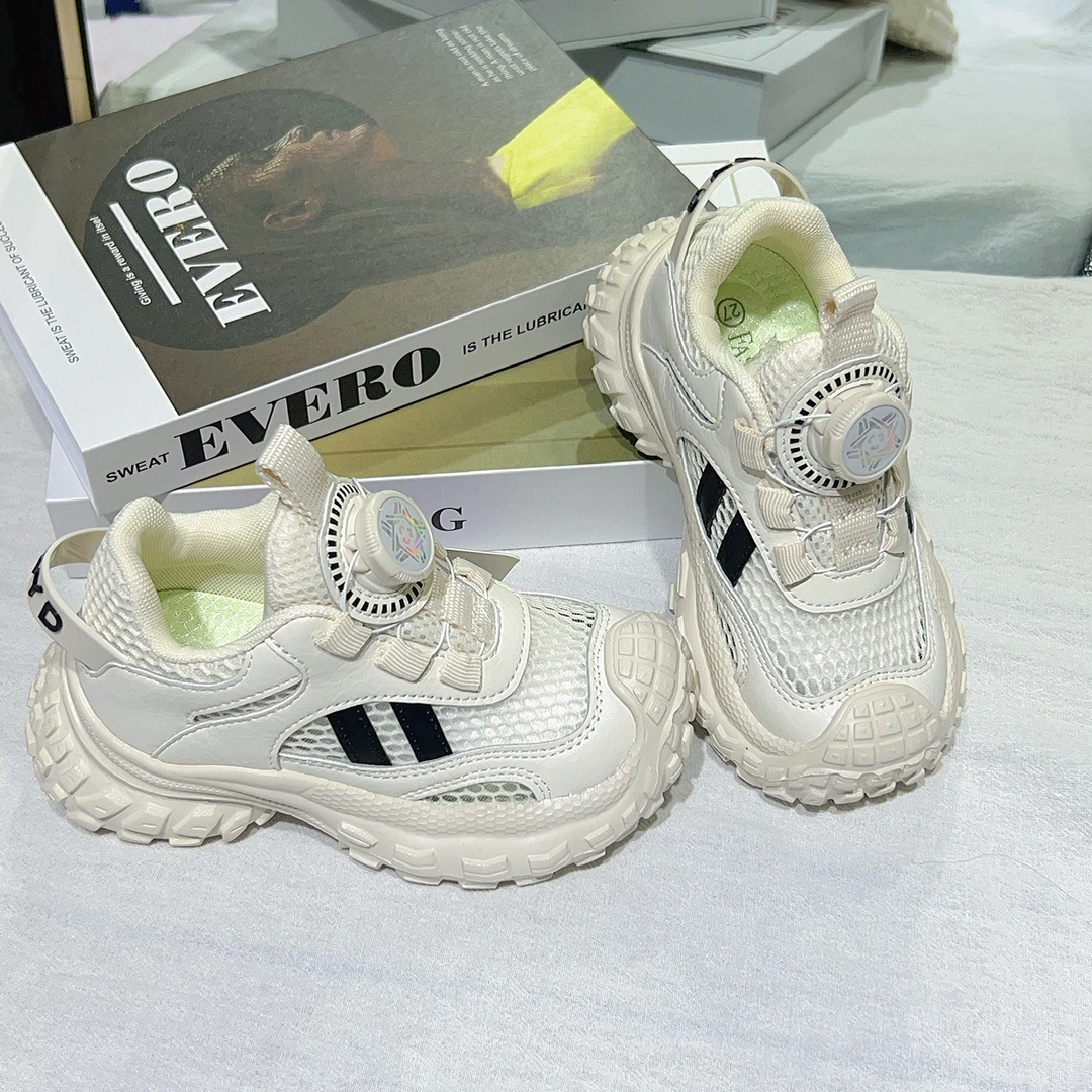 夏季童鞋儿童网面运动鞋2025新款男女童透气榴莲底小童休闲鞋