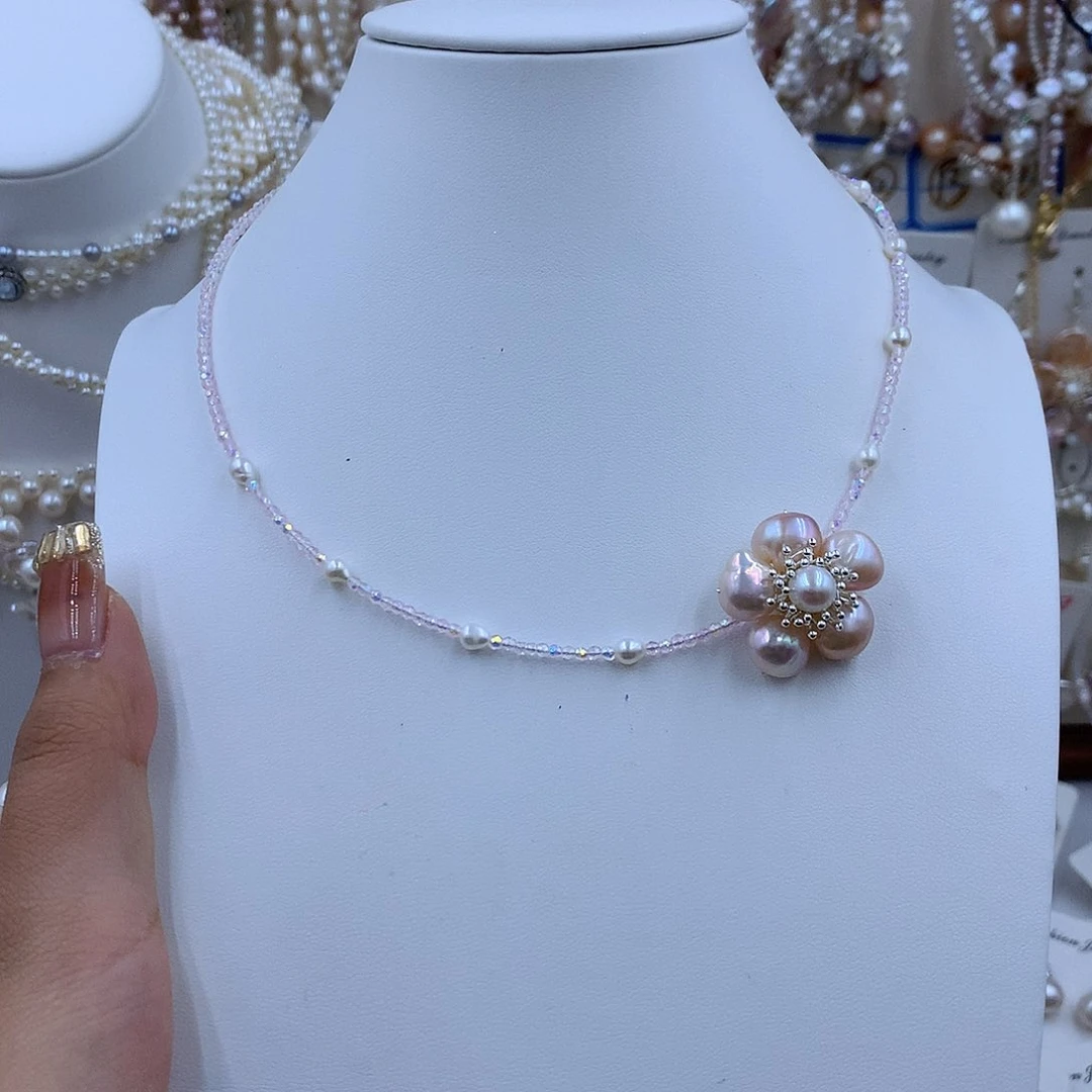 颈饰银S925镶嵌淡水珍珠