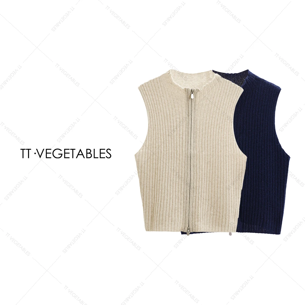 TT・VEGETABLES【序白】花欲 羊绒无袖外套女士马甲气质上衣521625