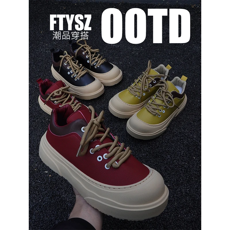 FTYSZ NORMCORE秋冬新款时尚休闲鞋男厚底增高小众潮流百搭马丁鞋