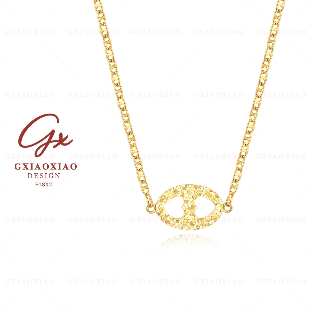 G XIAOXIAO 镀K金 【碎碎冰系列】时尚气质双色猪鼻子项链 F18X2