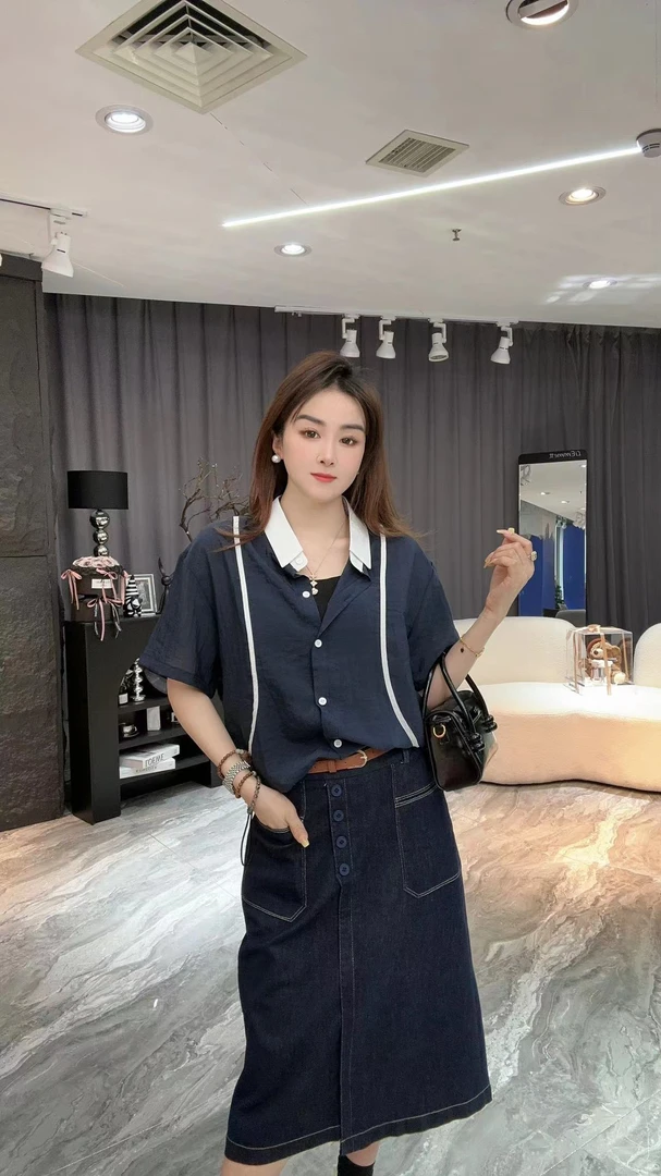 207夏季新款时尚polo翻领下摆抽绳简约百搭薄款宽松短袖T恤