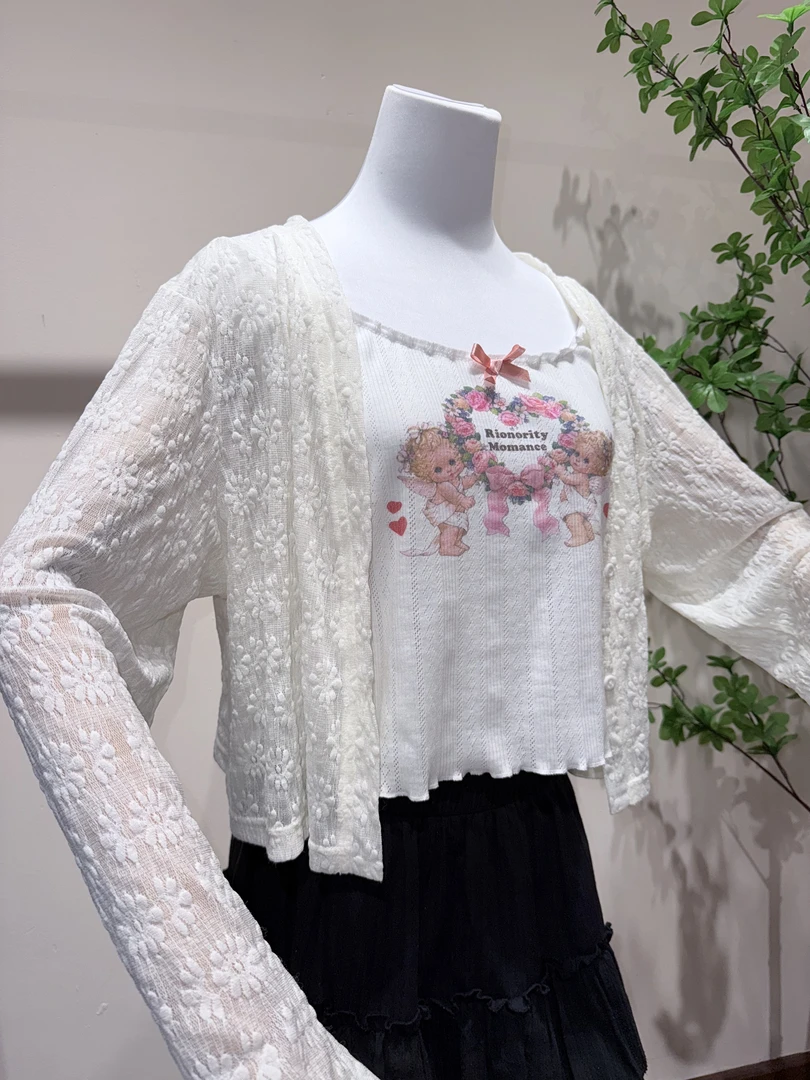 少年心肆大码轻薄雪纺蕾丝杏色扣子夏季显瘦时尚百塔防晒长袖开衫