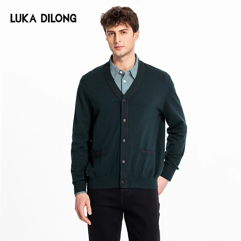 路卡迪龙【亲肤透气】25秋季丝羊绒男士商务开衫针织衫150235113