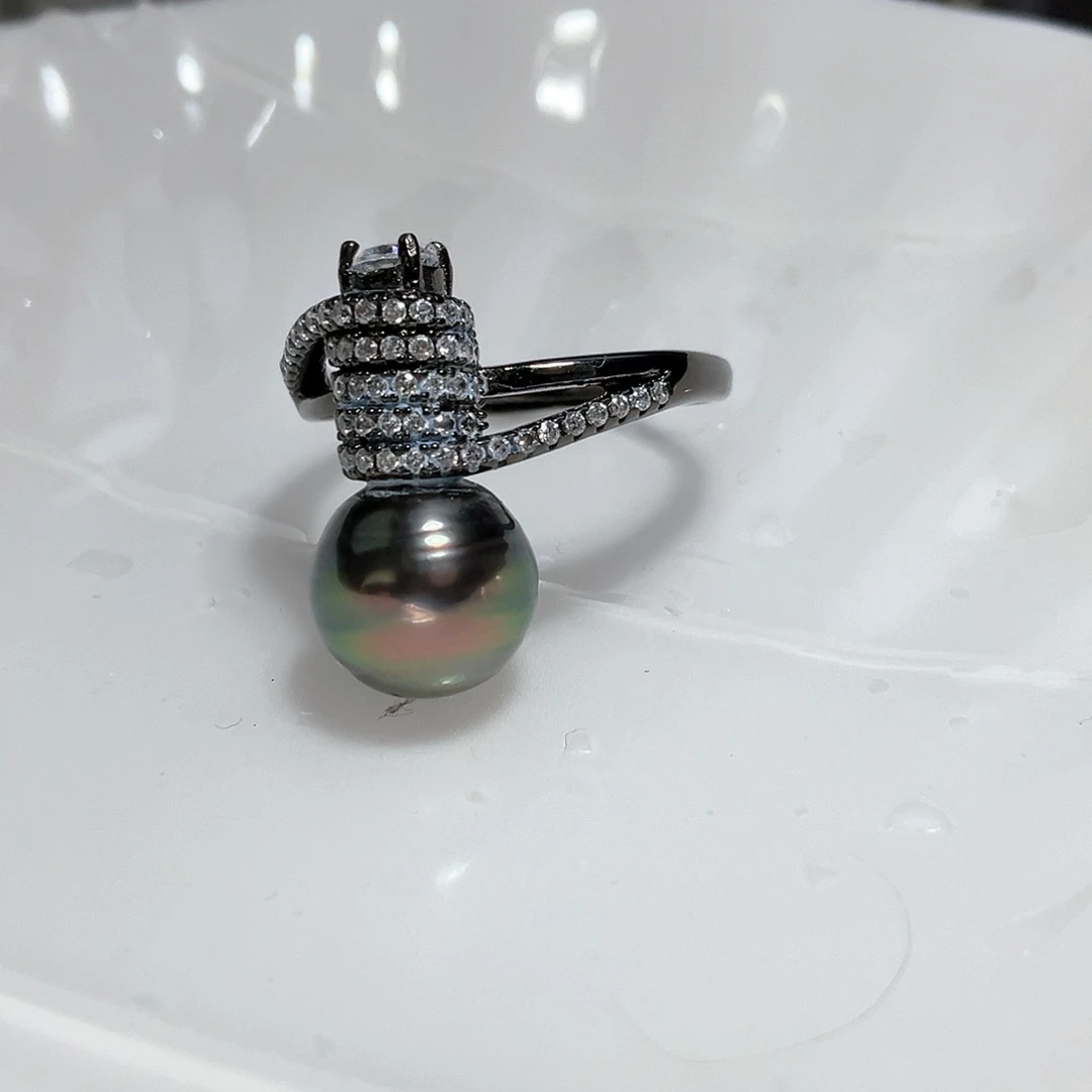 海水珍珠戒圈银S925镶嵌