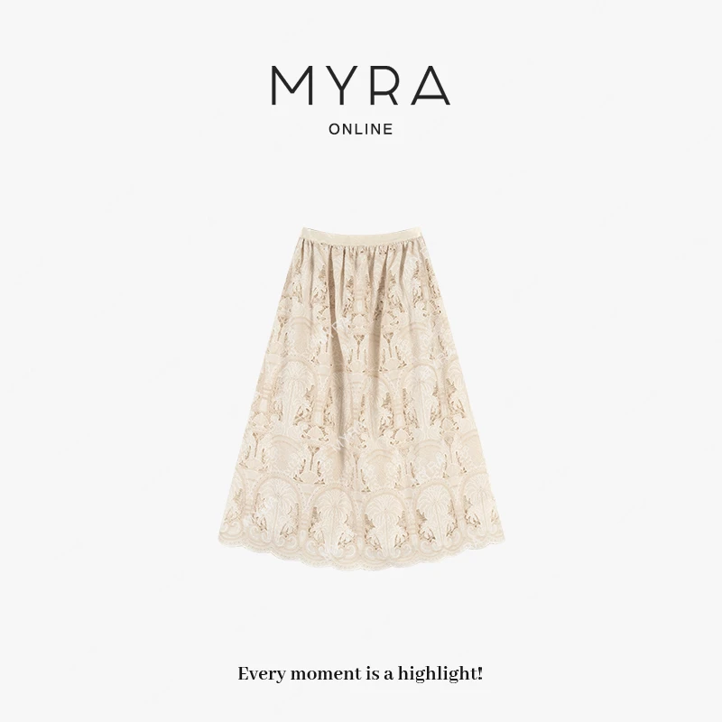MYRA“挽玉”浮雕镂空钩花A字半身裙XM02540