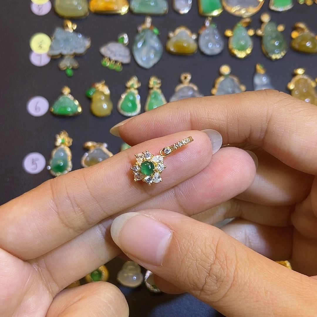 翡翠银S925镶嵌吊坠(不含链)