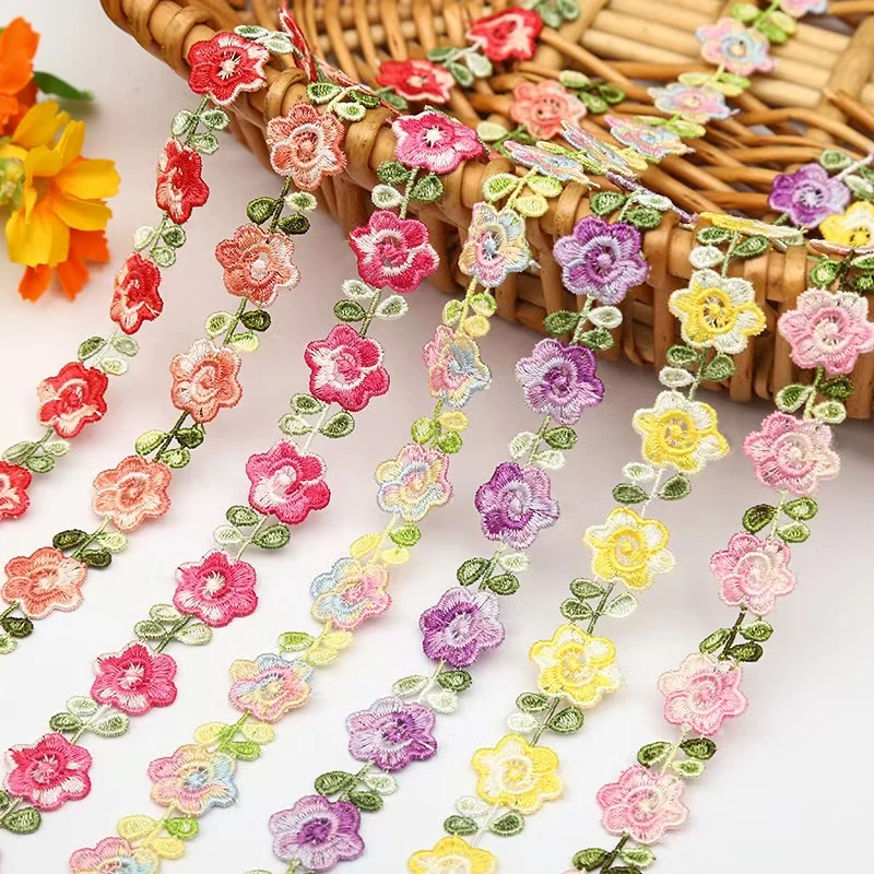 《海燕专属》2CM水溶刺绣花边七彩段染线花朵服装辅料发夹饰品工艺