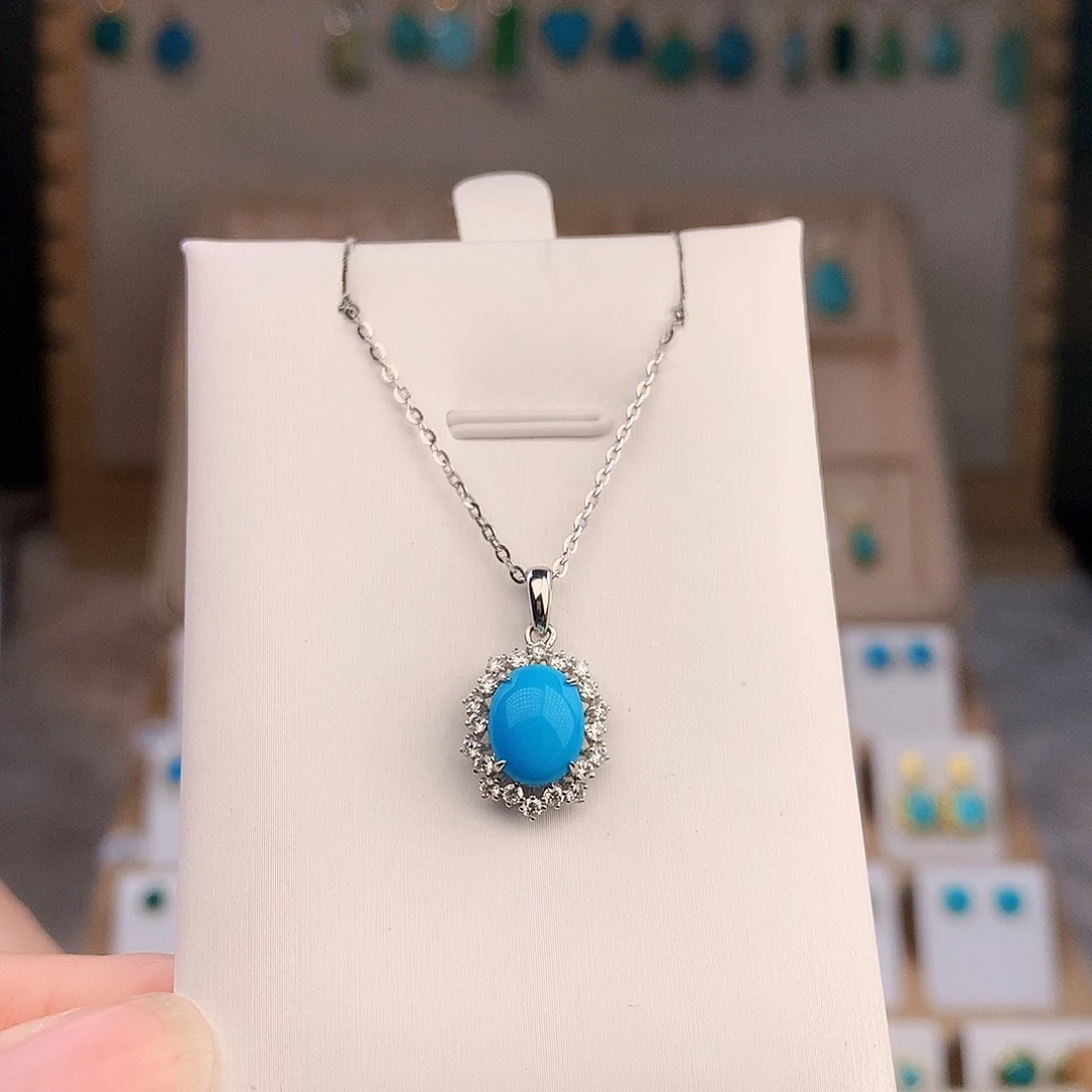 绿松石银S925镶嵌颈饰