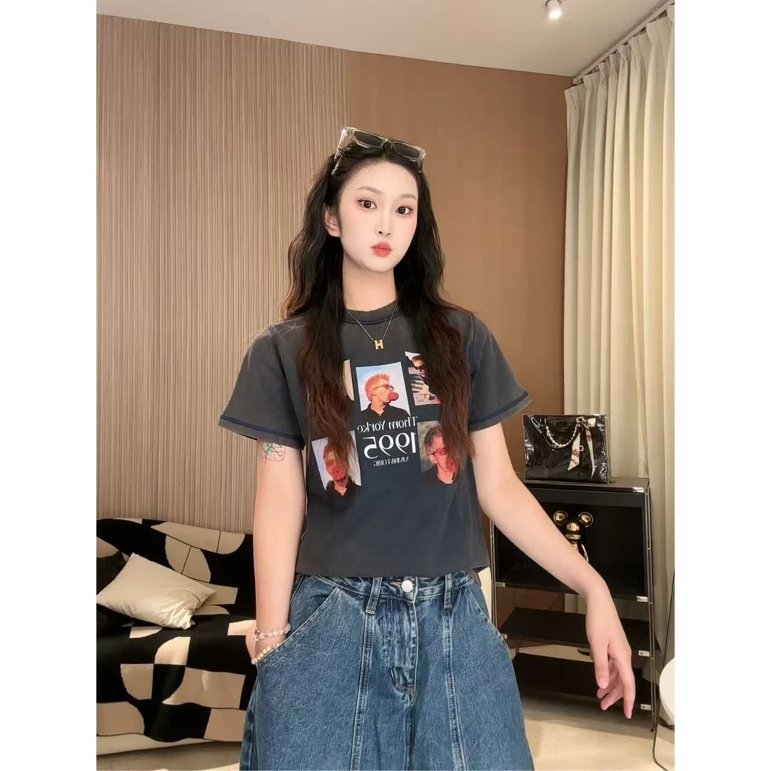 小米 - 个性街头减龄休闲显瘦小众软糯短袖T恤715