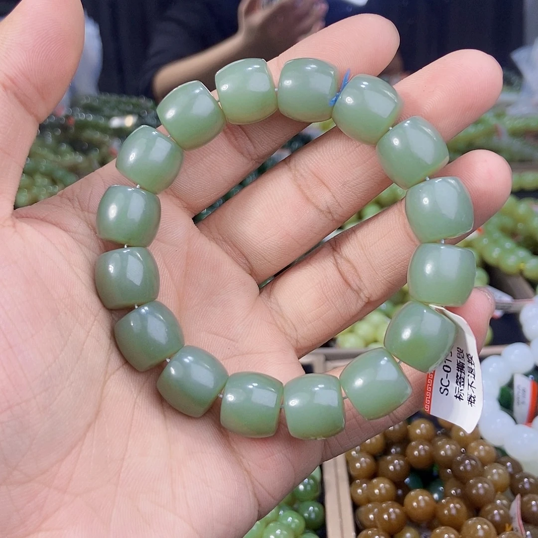 和田玉未镶嵌手串天然卡14且末料且末蓝多样性拍一发一