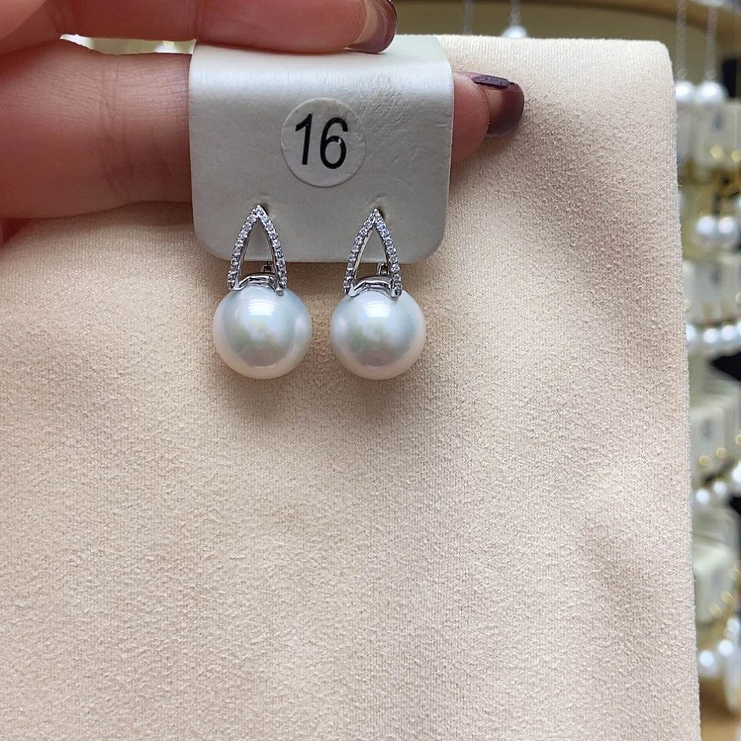 淡水珍珠耳饰银S925镶嵌