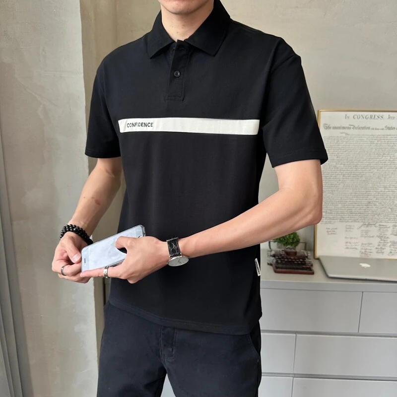 啄木鸟高级男装2025年夏季薄款设计感短袖男士翻领休闲POLOT恤