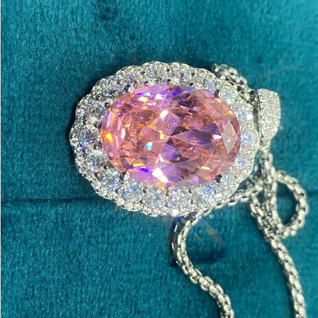 【南非库里南】NFKLN 高端奢华定制 粉色椭圆吊坠 030