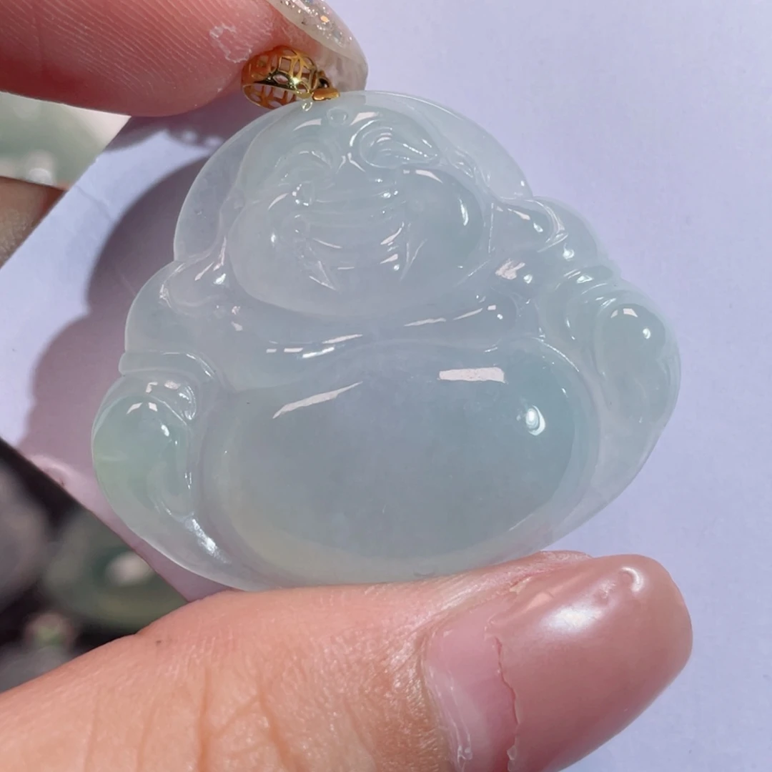 翡翠18K金镶嵌颈饰佛公