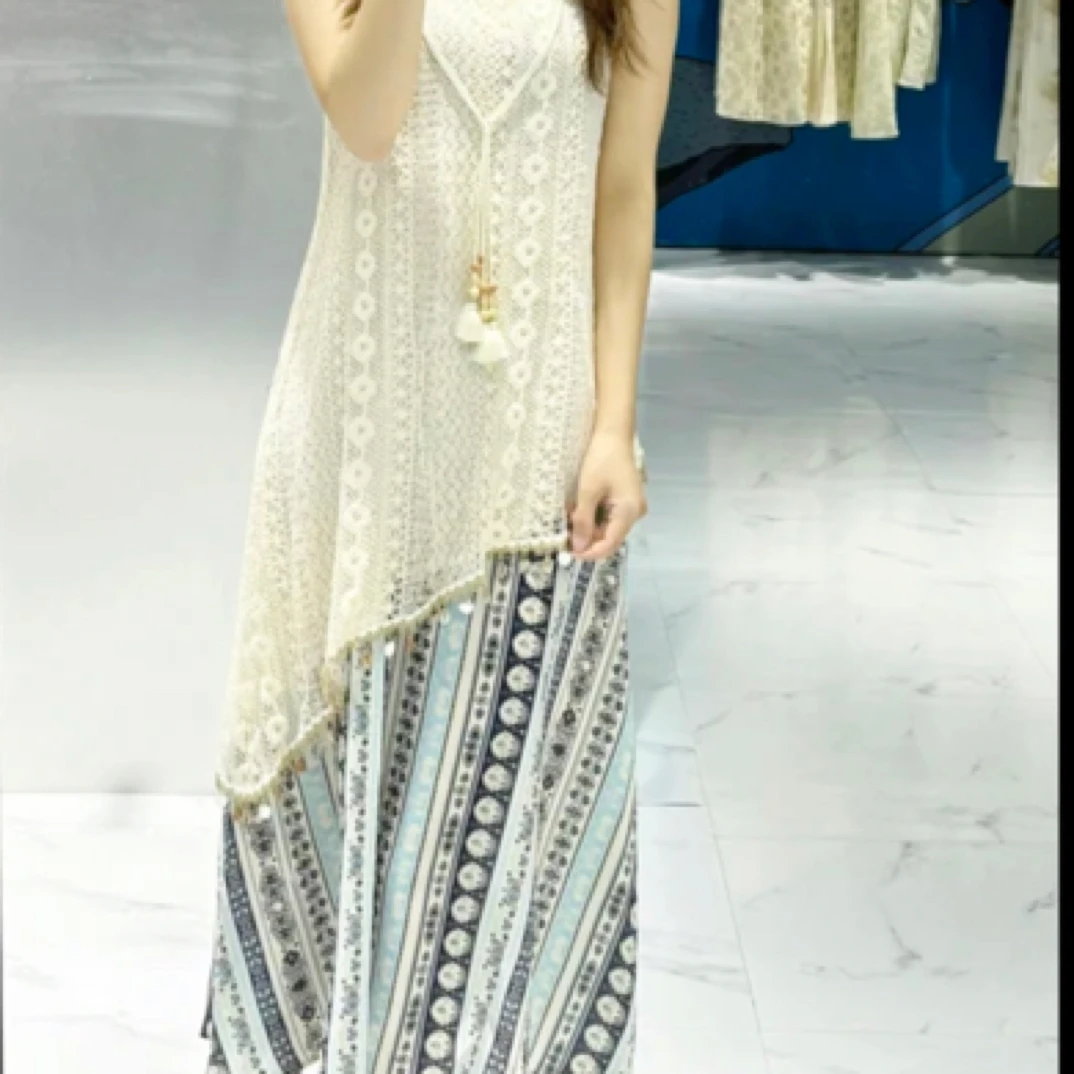 【小依专享】L5F36022A优雅百搭小众夏季气质蕾丝白色连衣裙6022