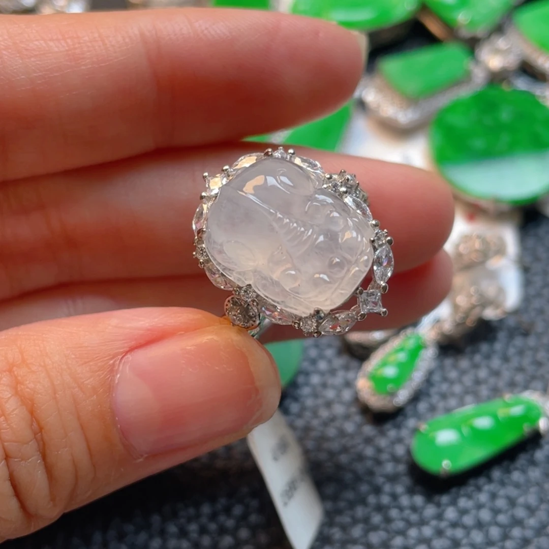 翡翠银S925镶嵌吊坠(不含链)戒指