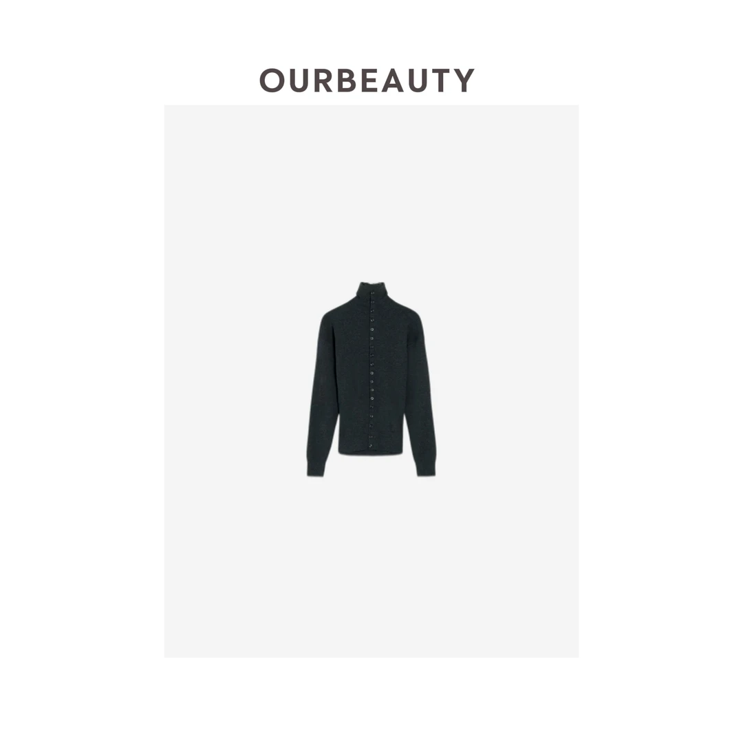 【OURBEAUTY】煤灰混色系扣合身开衫