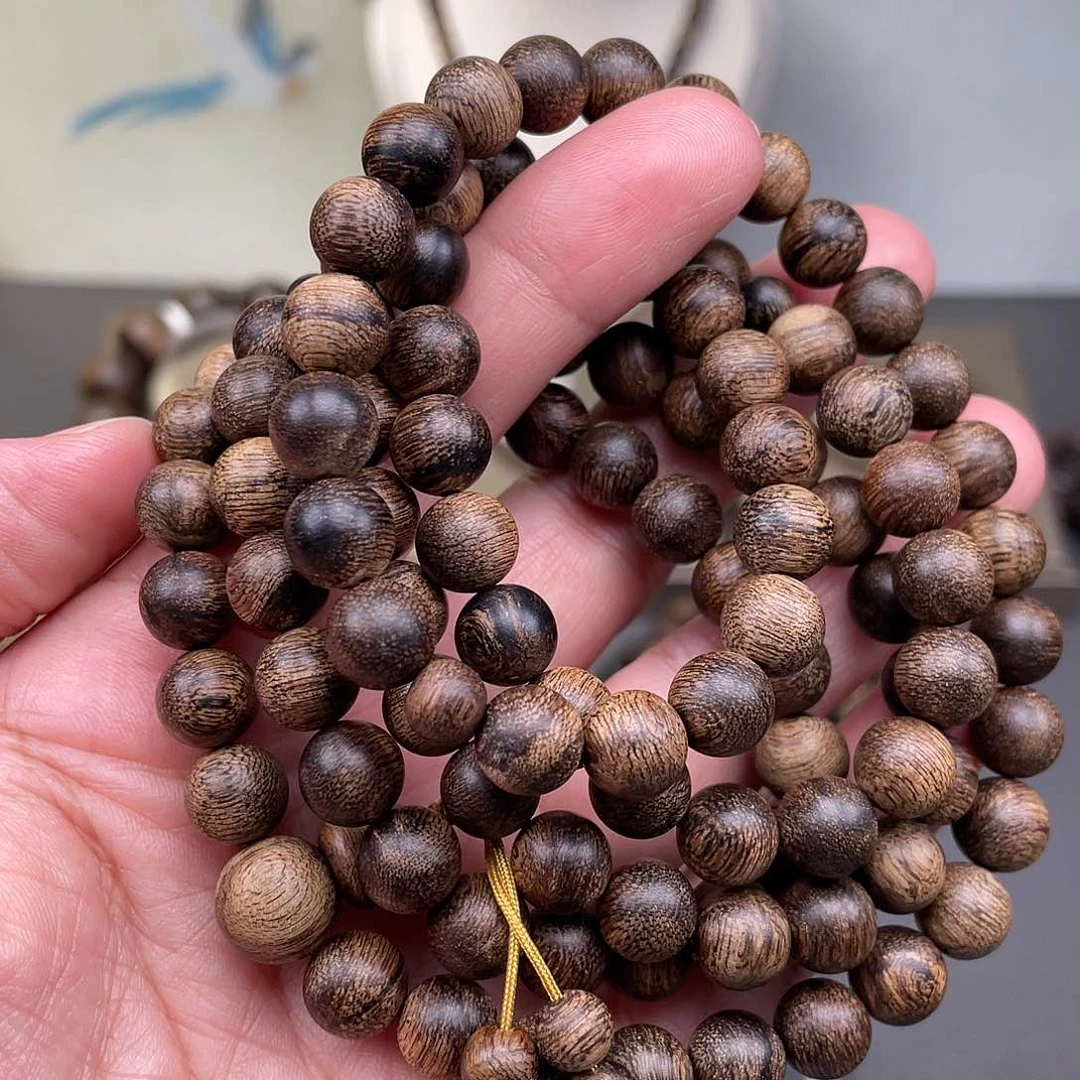 沉香手串疯*人越南芽庄白棋虎皮瘿子瘤疤s