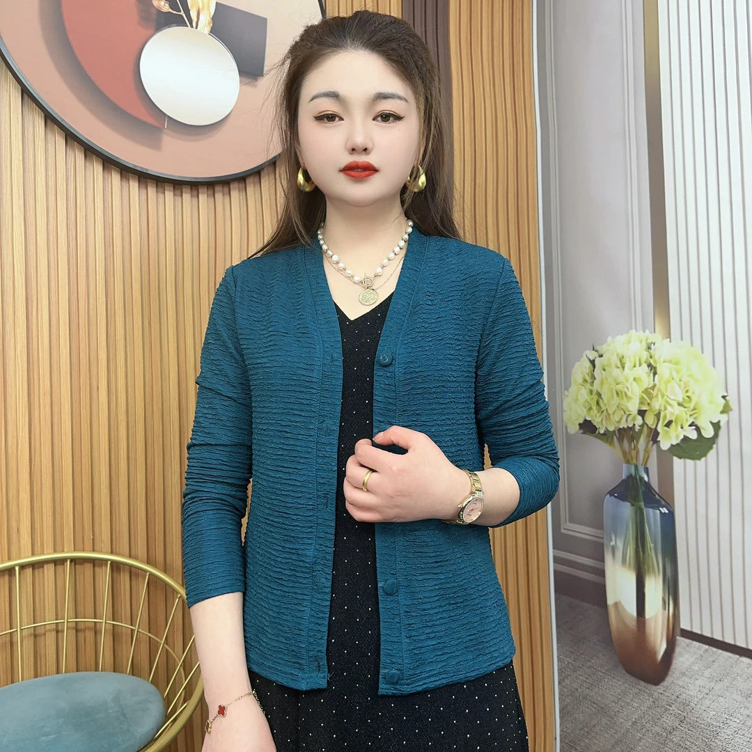 春款长袖女士开衫时尚中年妈妈针织洋气薄款显瘦妈妈装