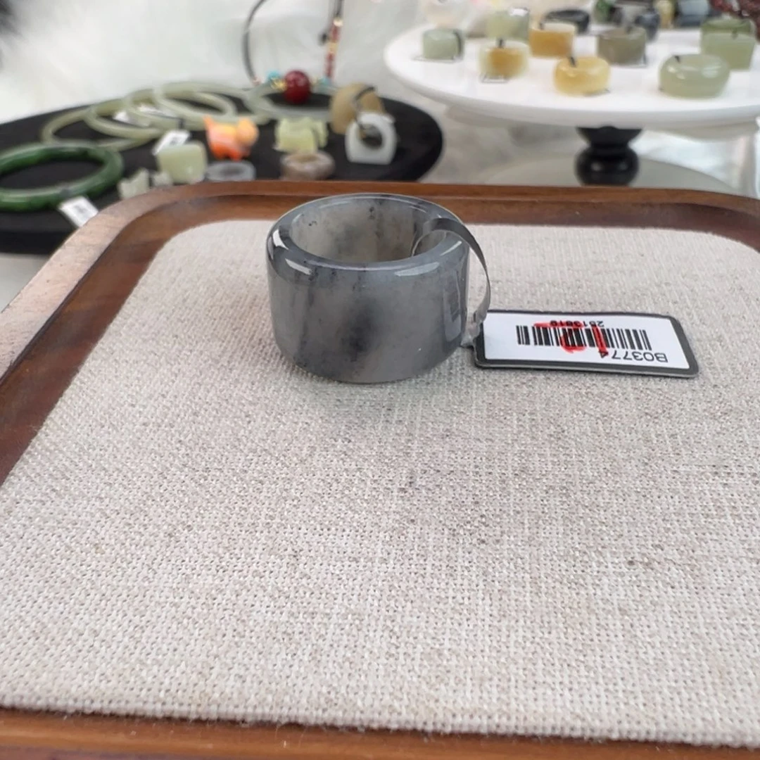 和田玉未镶嵌戒指w58飘墨圆切16.7不退换