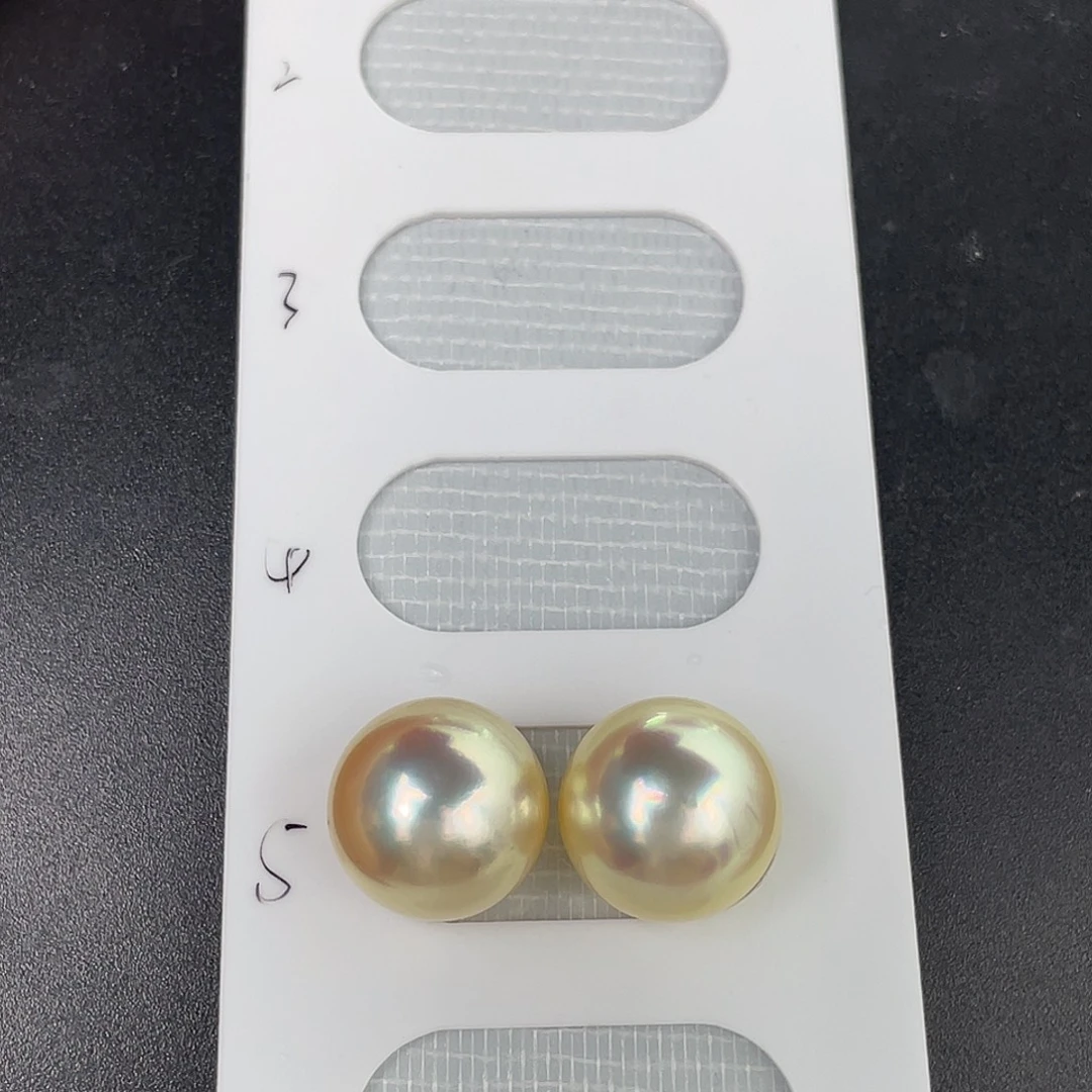 定制海水珍珠未镶嵌裸珠13mm极光炫彩干枯玫瑰对珠