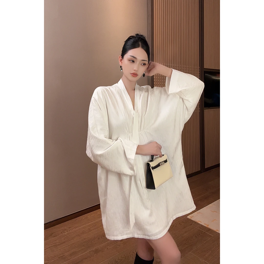 紫紫  白月光   清冷系飘带松弛连衣裙ZC07LZYL520