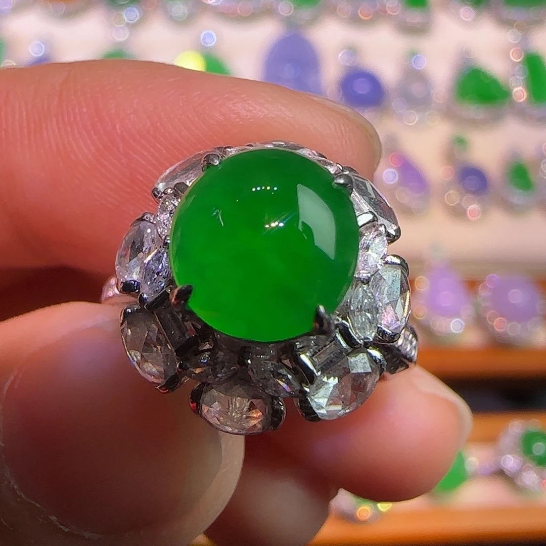 水***0翡翠18K金镶嵌戒指